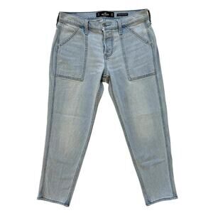Hollister Low Rise Crop Boyfriend Jeans Womens Size 28, 7S Light Wash